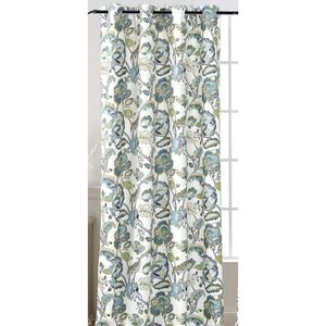 DriftAway‎ Window Panel Curtain Pair Teal/Gray 52"x63" Floral Leaves NEW